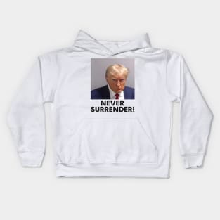 Trump Never Surrender Mugshot Kids Hoodie